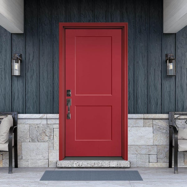 Performance Door System 36 in. x 80 in. Logan Right-Hand Inswing Red Smooth Fiberglass Prehung Front Door