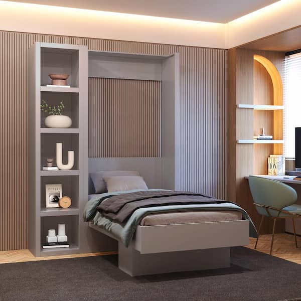 Grey 85 in. Tall Wooden Bookcase Shelf