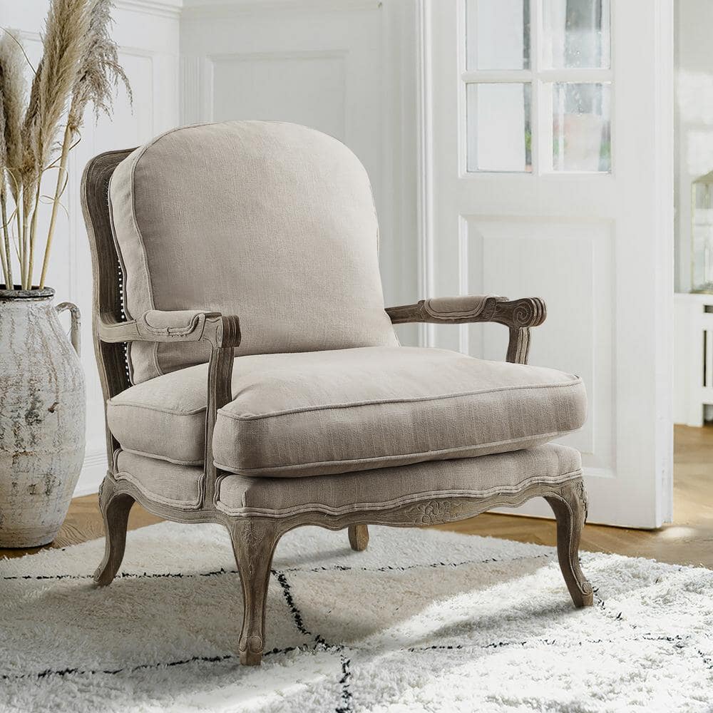 Lazzara Paighton Beige Textured Upholstery Solid Wood