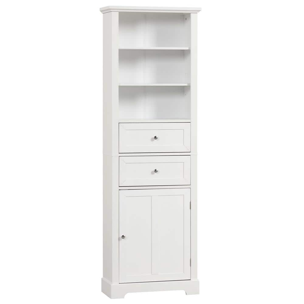 Freestanding 22 in. W x 10 in. D x 67 in. H White Linen Cabinet ...