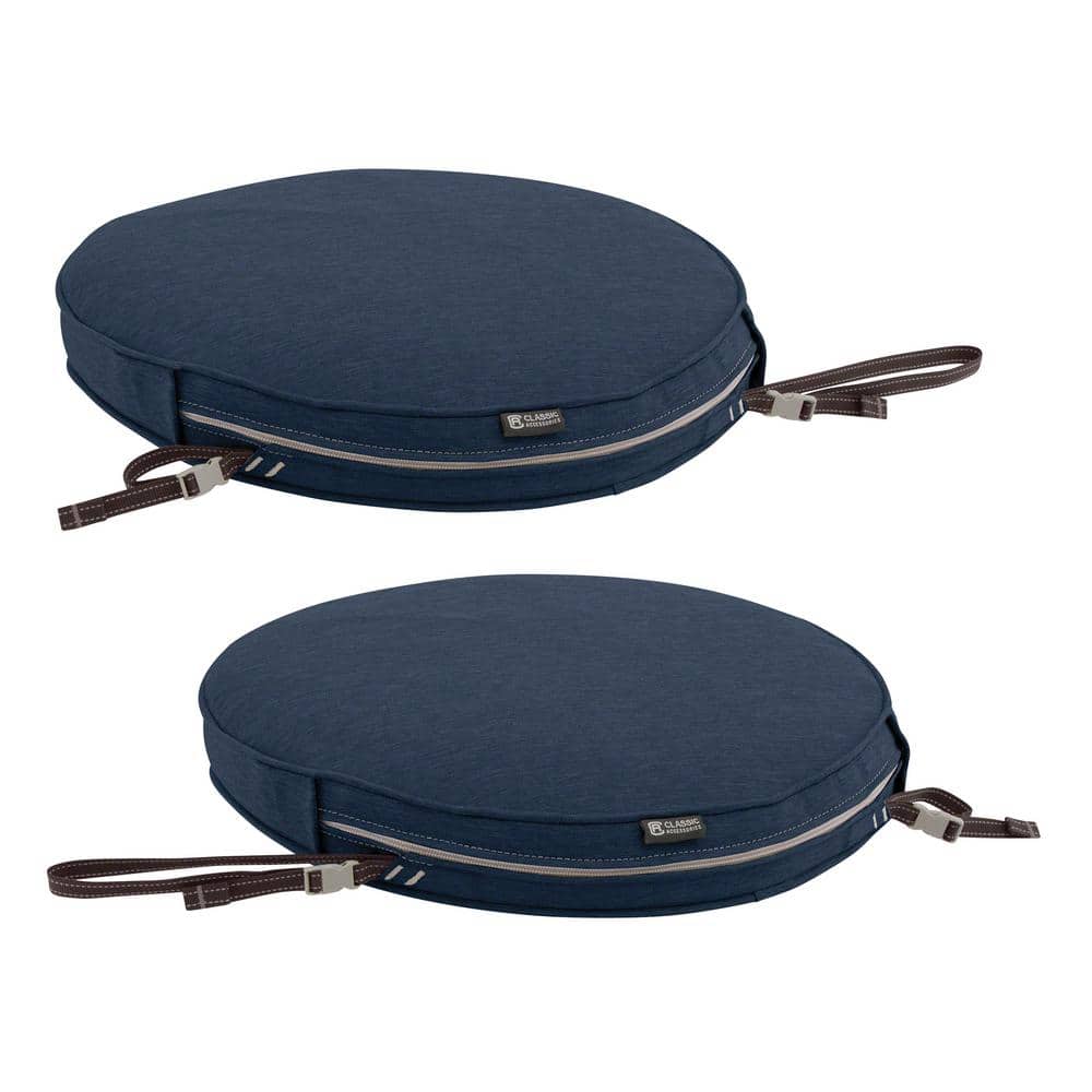 Heather Indigo Blue Round Outdoor Foam Chair Cushion