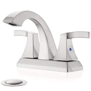 double handles 4 in. Centerset Brushed Nickel Bathroom Faucet, RV Bathroom Faucet 2-3 Hole