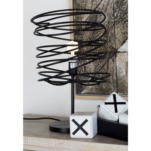 Litton Lane 21 in. Black Metal Twisted Wire Task and Reading Table Lamp