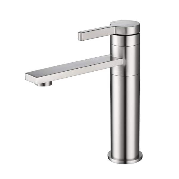 Dimakai Single Handle Single Hole Bathroom Vanity Sink Faucet in Brushed Nickel