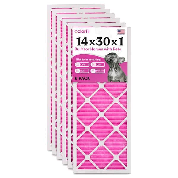 COLORFIL 14 in. x 30 in. x 1 in. Odor Removal and Color Changing Pleated Furnace Air Filter, MERV 8 (6-Pack)