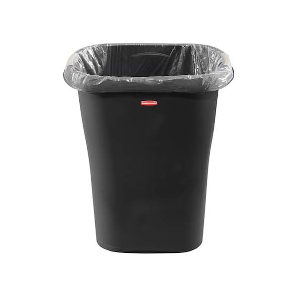 Rubbermaid Black Rectangular Trash Can with LinerLock