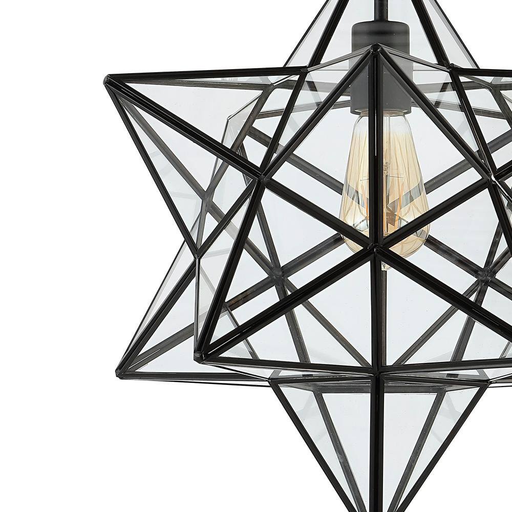 Ava 14.5" Black Clear Glass LED Farmhouse Bohemian Flush Mount Light