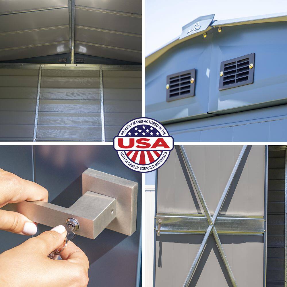 Blue Grey 10x8 Galvanized Steel Storage Shed with Swing Doors