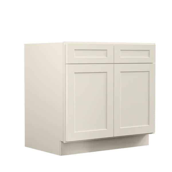 36 in. W x 24 in. D x 34.5 in. H Ready to Assemble Plywood Base Kitchen Cabinet in in Antique White