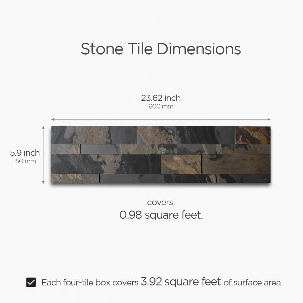 Rustic Gray Natural Stone Peel and Stick Mosaic Tile