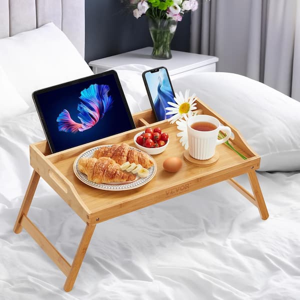 Wesiti 4 Pack Bed Trays for Eating Wood Breakfast in Bed Tray with Folding  Legs and Handles Food TV Trays for Bedroom Laptops Reading Eating Picnic