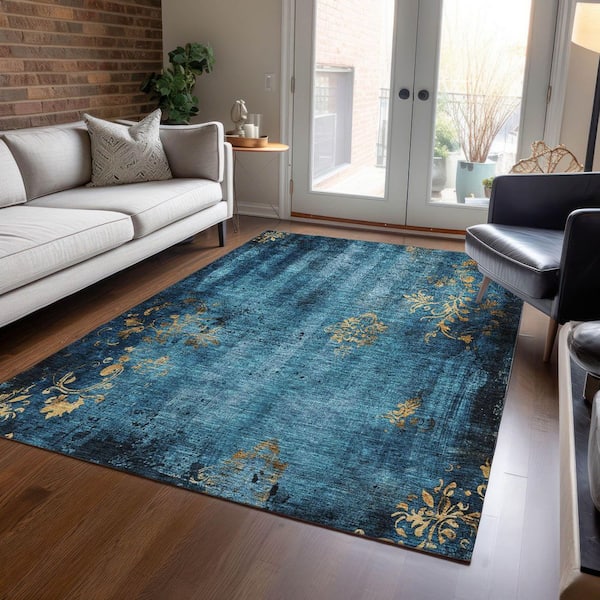 Chantille Machine Washable Indoor/Outdoor Abstract ACN1788 Blue 10 ft. x 14 ft. Area Rug