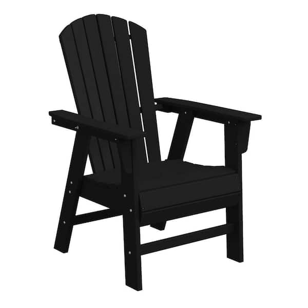 Altura Outdoor Patio Fade Resistant HDPE Plastic Adirondack Style Dining Chair with Arms in Black