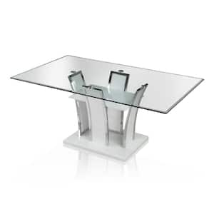 Seale 72 in. Rectangle White and Chrome Glass Dining Table (Seats 6)