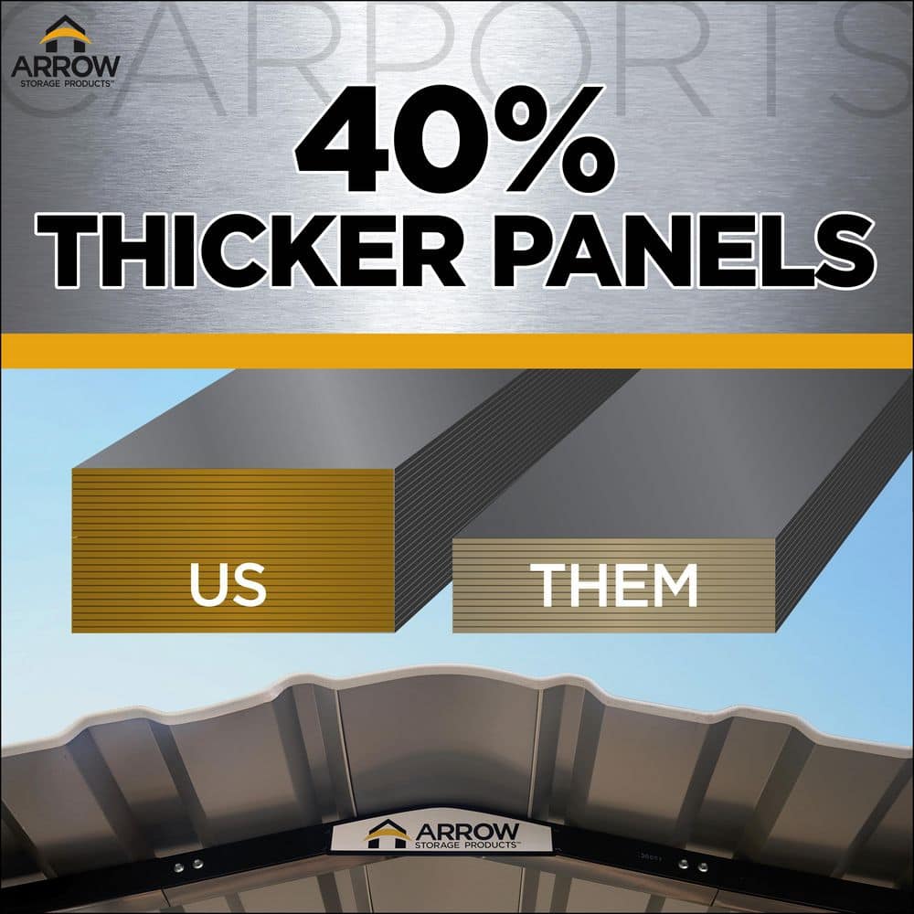 20 x 24 ft Eggshell Steel Carport Kit with Black Frame