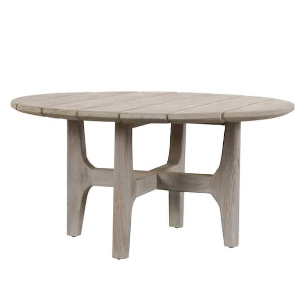Benjara 16.54 in. Beige Round Wooden Outdoor Coffee Table