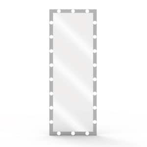 24 in. W x 63 in. H Modern Bedroom Rectangle Full Body Mirror with 3 Brightness and Touch Control in Silver Framed
