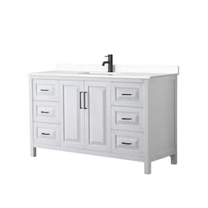 Daria 60 in. W x 22 in. D x 35.75 in. H Single Bath Vanity in White with White Cultured Marble Top