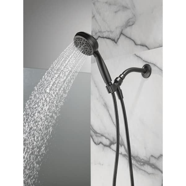 Collections Etc Handheld Shower Head Holder with Wall-Mount and Extra-Long  Hose - Offers 5 Water Pressure Settings for Spa-Quality Shower, Silver