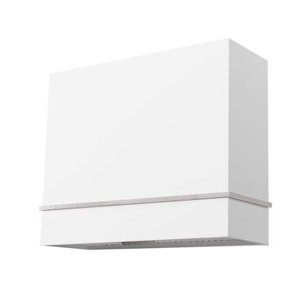 Akicon 36 in. Stainless Steel Ducted Wall Mount Range Hood with Powerful 600 CFM Vent Motor, 3-Speed, in White with Nickel