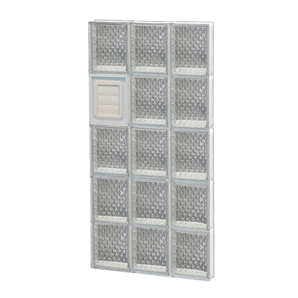 Clearly Secure 17.25 in. x 38.75 in. x 3.125 in. Frameless Diamond Pattern Glass Block Window with Dryer Vent