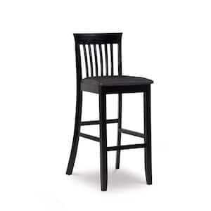Jonas 31 in. Seat Height Black High Back Wood Frame Barstool with Black Faux Leather Seat