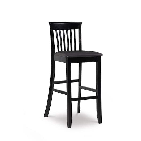 Linon Home Decor Jonas 31 in. Black Mission High Back Wood Bar Stool with Faux Leather Seat