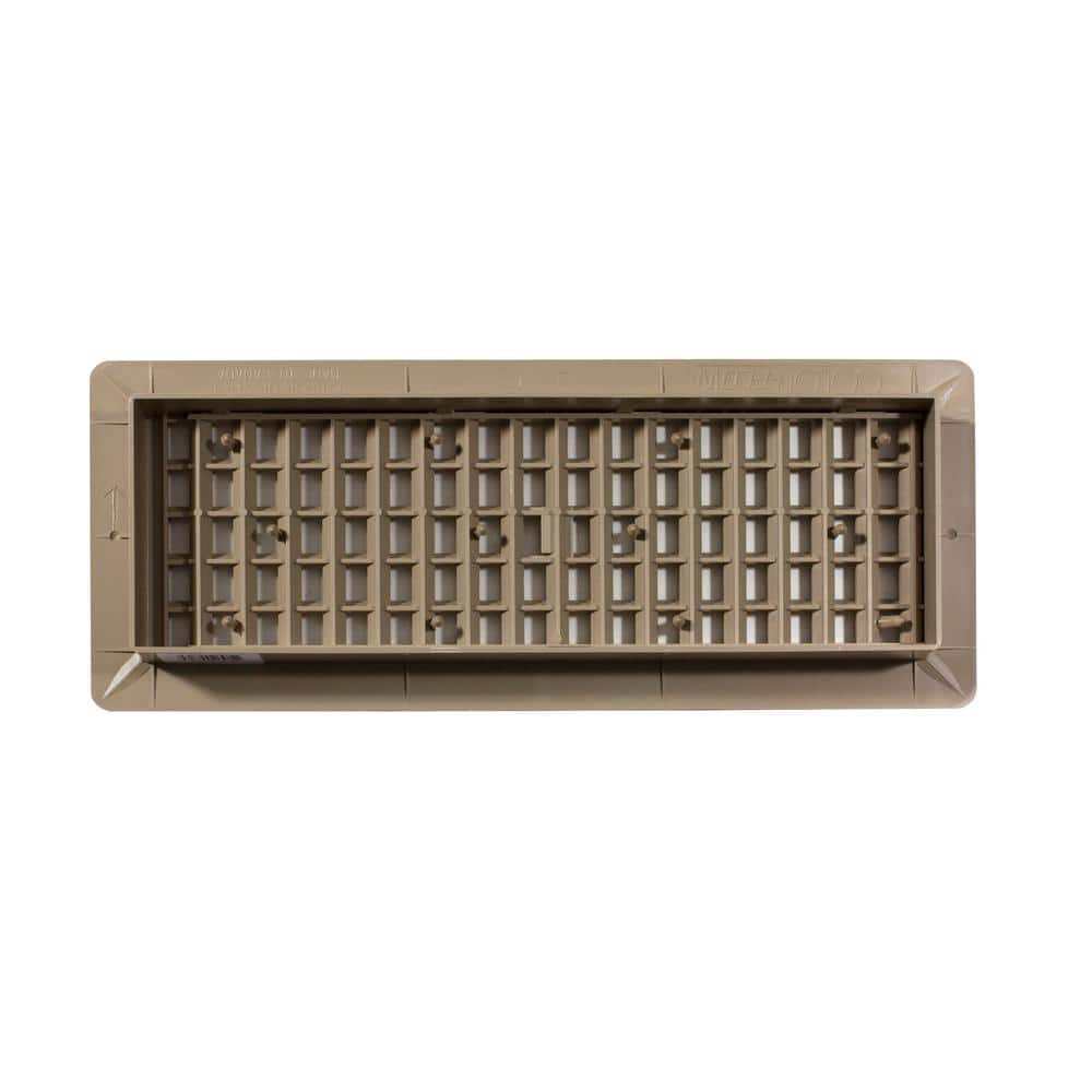 Taupe Plastic Rectangular Floor Register, 4x12 Inch