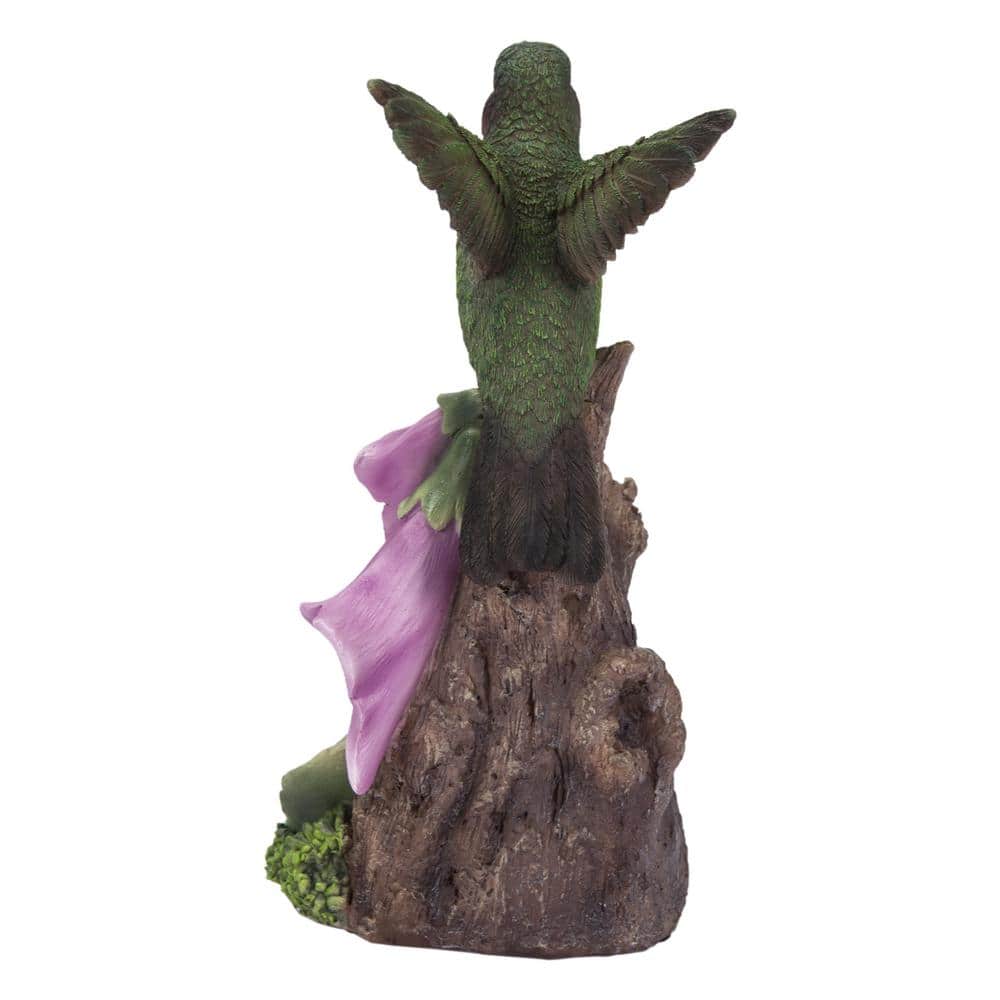 Motion Activated Singing Hummingbird on Pink Foxglove Polyresin Statue