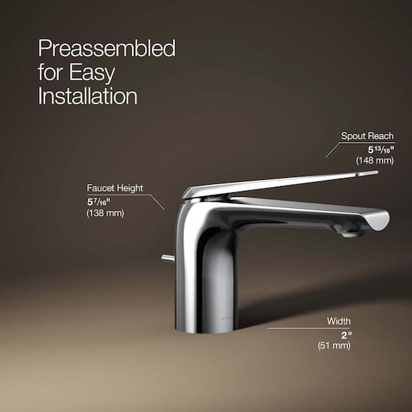 KOHLER Avid Single-Handle Single Hold 1.2 GPM Bathroom Faucet in Polished Chrome