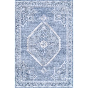 Isla Distressed Persian Blue Doormat 3 ft. x 5 ft. Area Rug