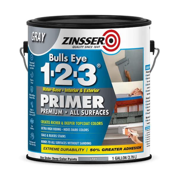 Zinsser Bulls Eye 1-2-3 126 oz. Gray Water-Based Interior/Exterior Primer and Sealer (2-Pack)
