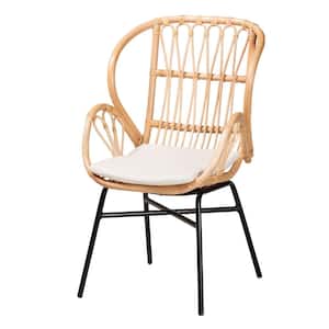Caelia Natural Rattan and Black Dining Chair