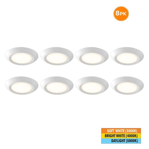 Commercial Electric 10 in. 18-Watt Adjustable CCT Disk Light LED Flush Mount Light Fixture 1500LM J-Box Compatible 120V Dimmable (8-Pack)