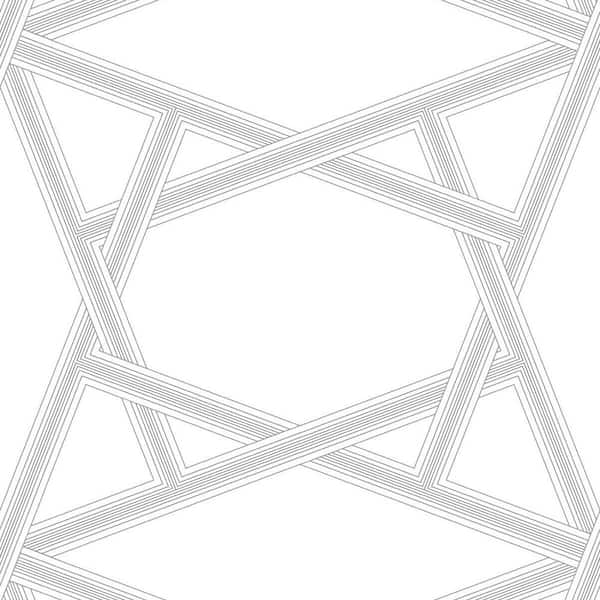 NextWall 31.35 sq. ft. Metallic Silver Crossroads Geo Vinyl Peel and Stick Wallpaper Roll
