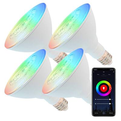 11W(75W Equivalent)PAR38 E26 Smart WiFi Dimmable LED Light Bulb White and Color Ambiance900LM RGB+W Multi Color(4-Pack)