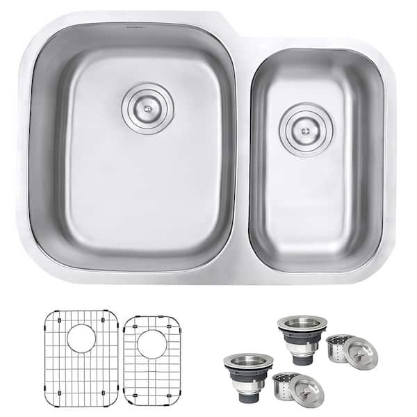 Parmi 29 in. Undermount 60/40 Double Bowl 16-Gauge Stainless Steel Kitchen Sink with Gently Rounded Corners