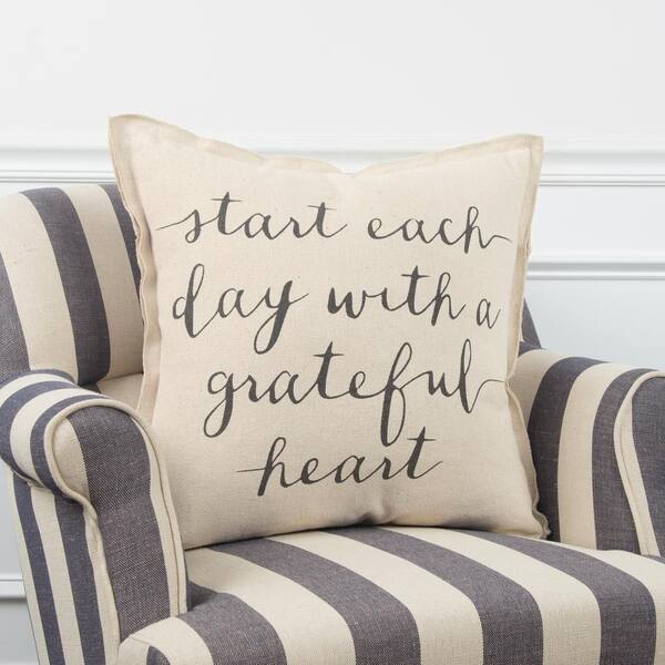 Natural Sit Down Stay Awhile Sentiment Cotton Poly Filled 20 in. x 20 in. Decorative Throw Pillow