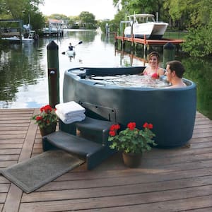 Premium 300 2-Person Plug and Play Hot Tub with 20 Stainless Jets, Heater, Ozone and LED Waterfall in Graystone
