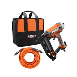 Pneumatic 16-Gauge 2-1/2 in. Straight Finish Nailer with 1/4 in. 50 ft. Lay Flat Air Hose