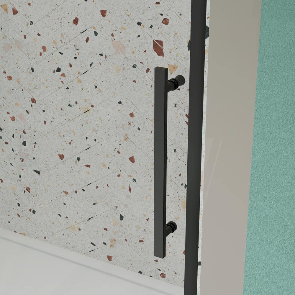 60" Matte Black Sliding Shower Door with Tempered Glass