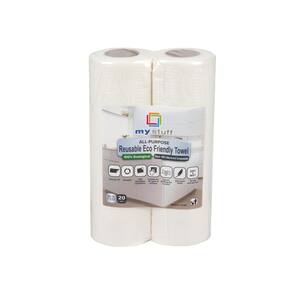White Biodegradable Paper Towel (20-Sheets per Roll, 2-Rolls per Pack)