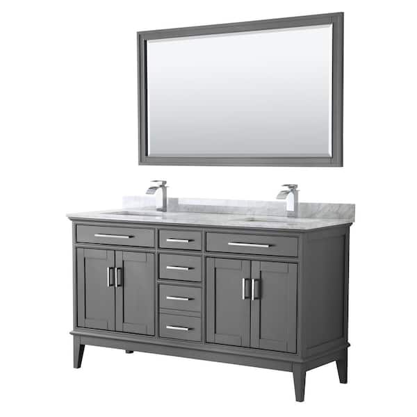 Wyndham Collection Margate 60 in. Bath Vanity in Dark Gray with Marble ...