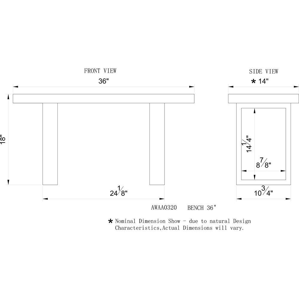Alpine Natural Acacia Wood 39" Bench with Live Edge and Metal Coat Hooks