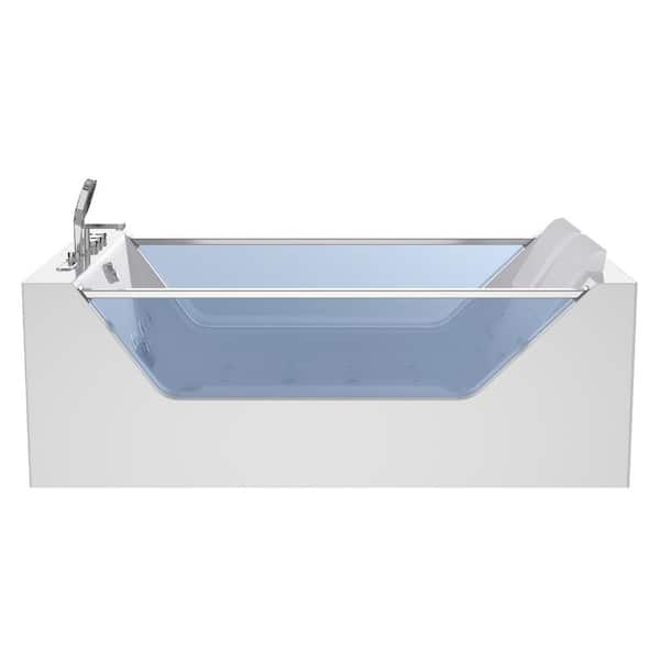 71 in. x 48 in. Whirlpool Air Combination Bathtub Rectangular Lighted Thermostatic Bath Tub with Right Drain in White