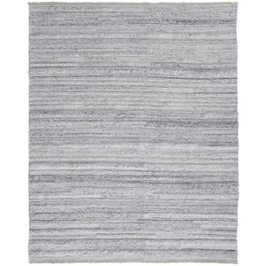 9 x 12 Gray and Ivory Striped Area Rug