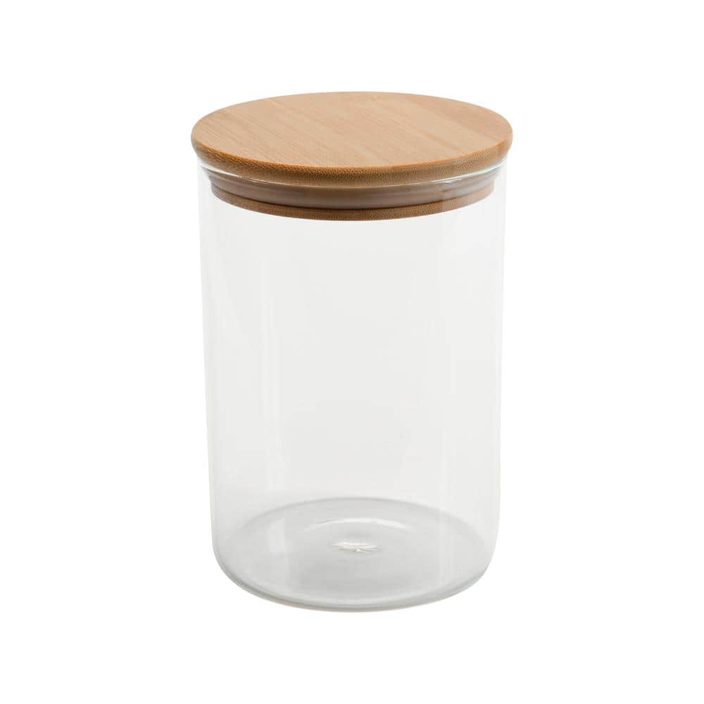 Kitchen Details Round-1 Glass Jar with Bamboo Lid 15043 - The Home Depot