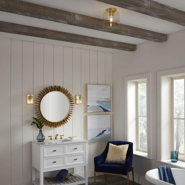 Adley Collection 1-Light Satin Brass Clear Glass New Traditional Flush Mount Light