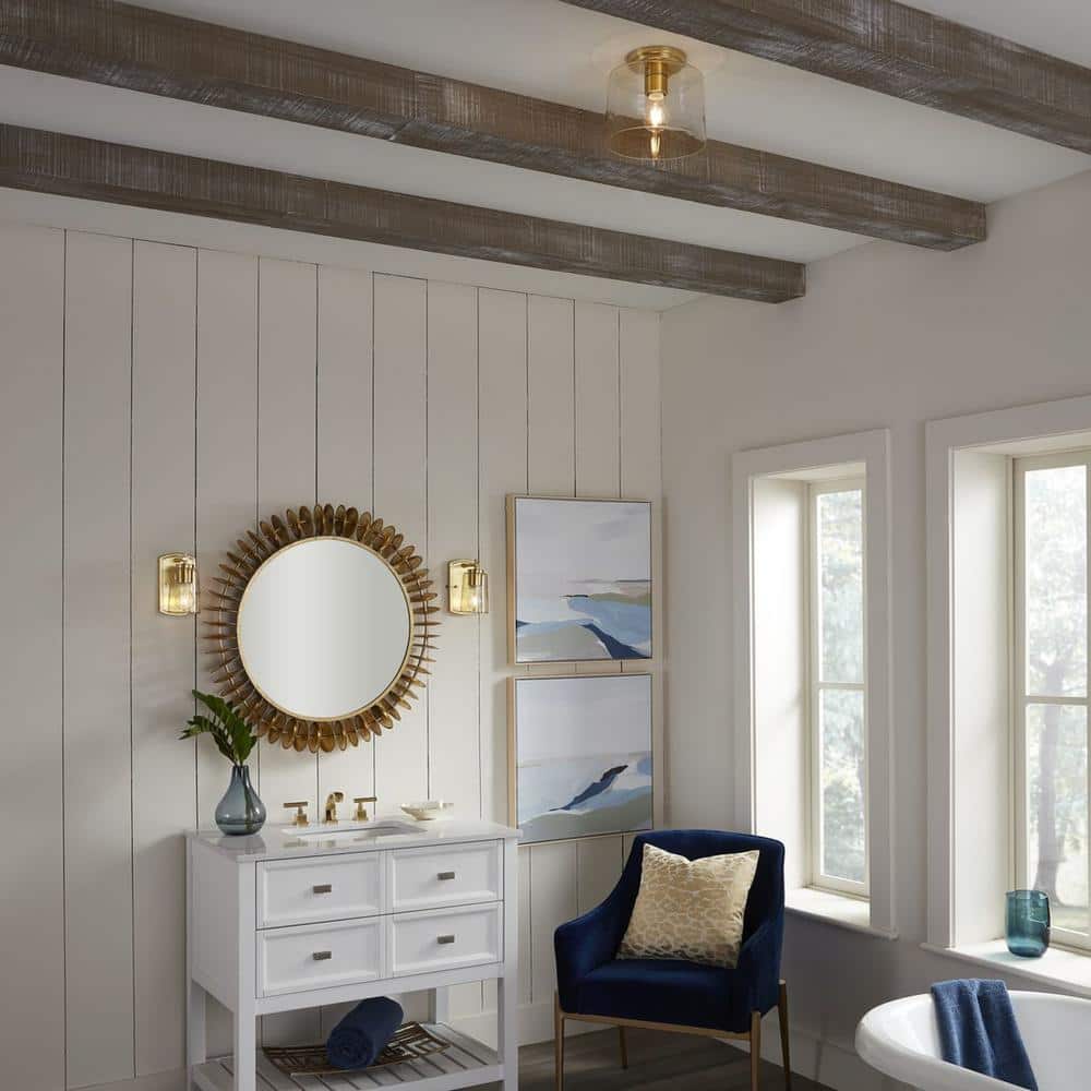 Adley Satin Brass Wall Light with Clear Glass Shade