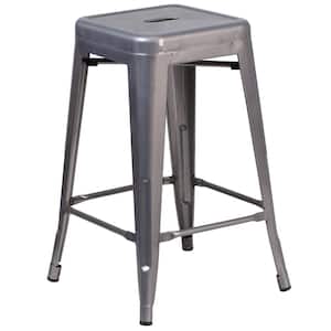 24.25 in. Clear Coated Metal Bar Stool